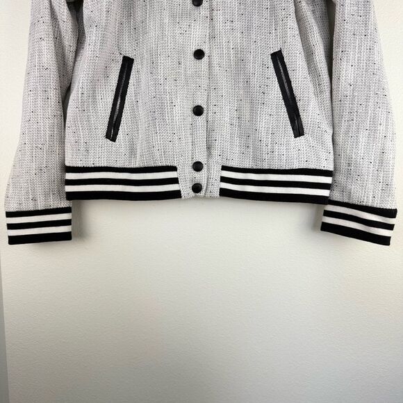 Forever21 Black & White Tweed Bomber Varsity Jacket - Picture 7 of 11